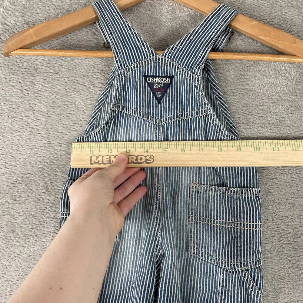 OshKosh Bgosh Hickory Stripe Overalls Kids 18M Blue Railroad Denim